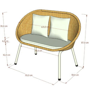 5 furniture kursi kagumi chair 2 seater white