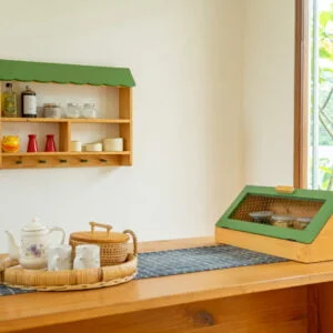 Wood - Vintage Bread Box Green Natural