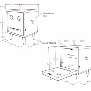 Wood - Squarebob White Natural 6 Detail Squarebob Tissue Box